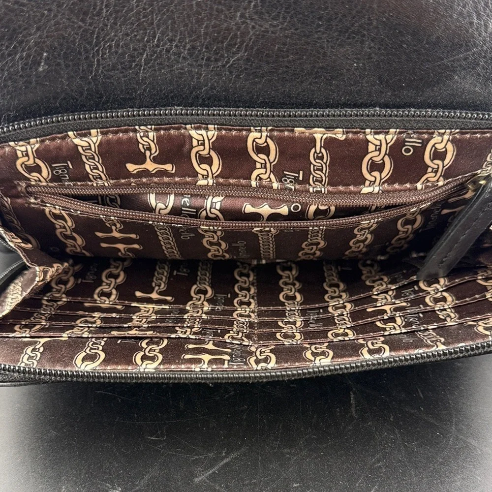 Tignanello Black Crossbody Bag with Gold Accents
